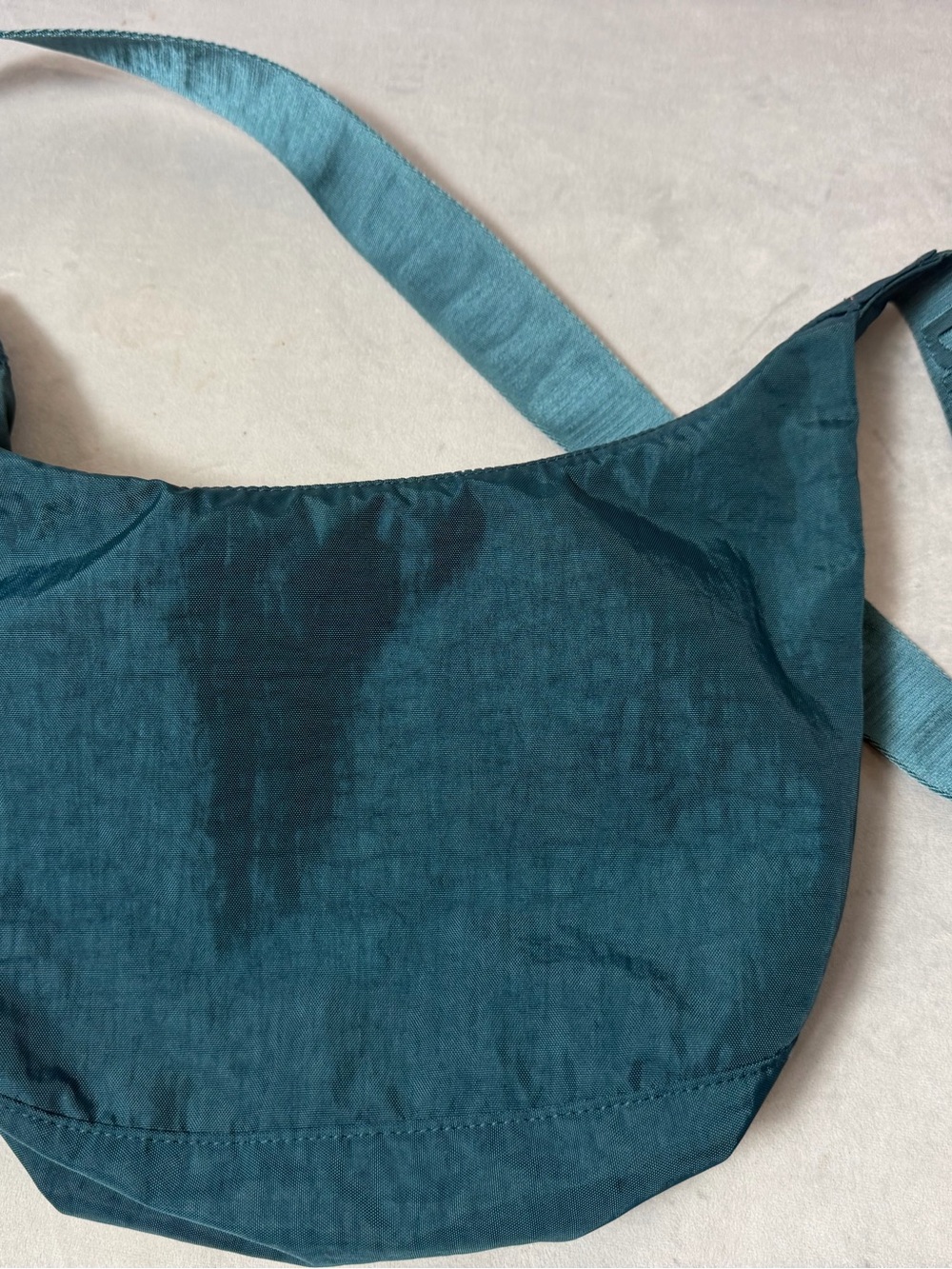 BAGGU Teal Green Nylon Messenger Bag with Logo Strap - Picture 3 of 10